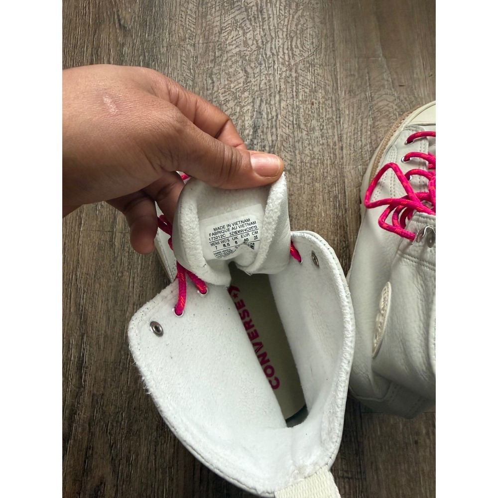 Converse‎ Chuck Taylor All Star Crafted Boot Ghost White Leather Pink Laces w 7 - Picture 5 of 9